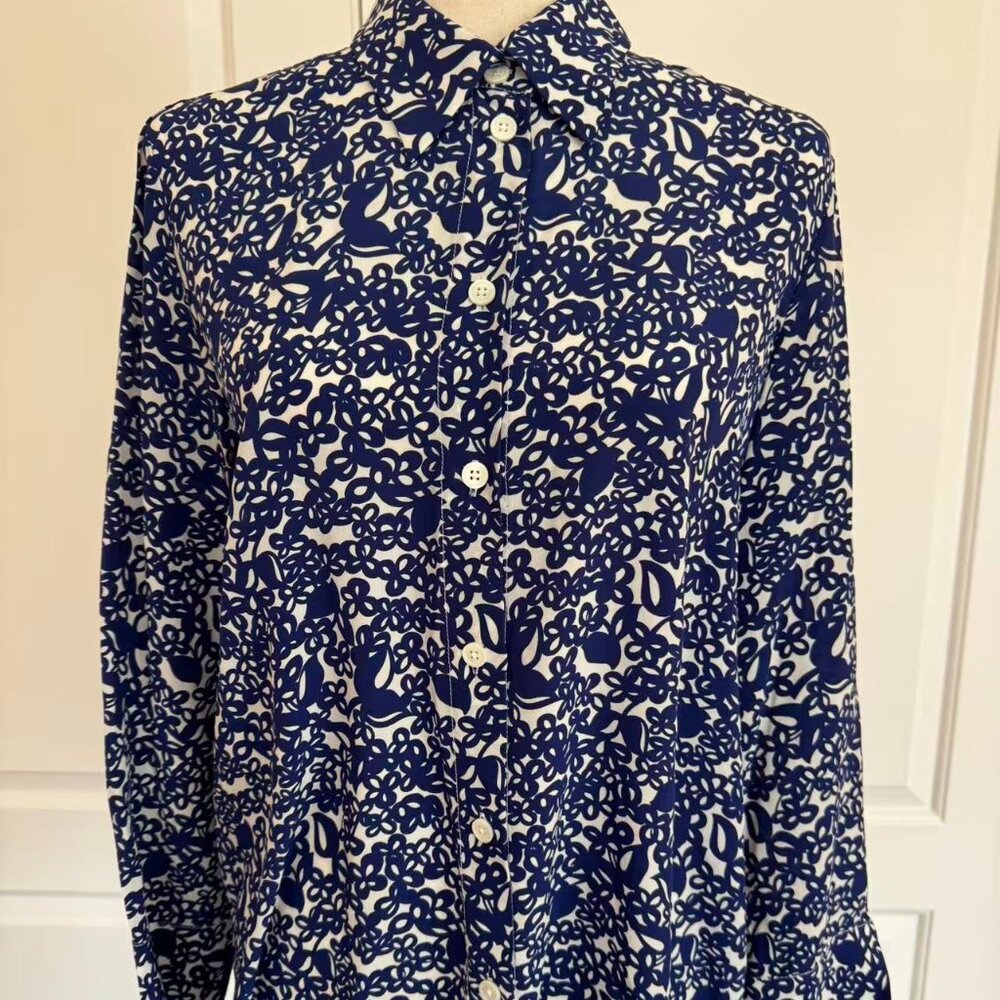 100% Authentic Marni Blue/White flower pattern Long sleeves shirt, Sz S